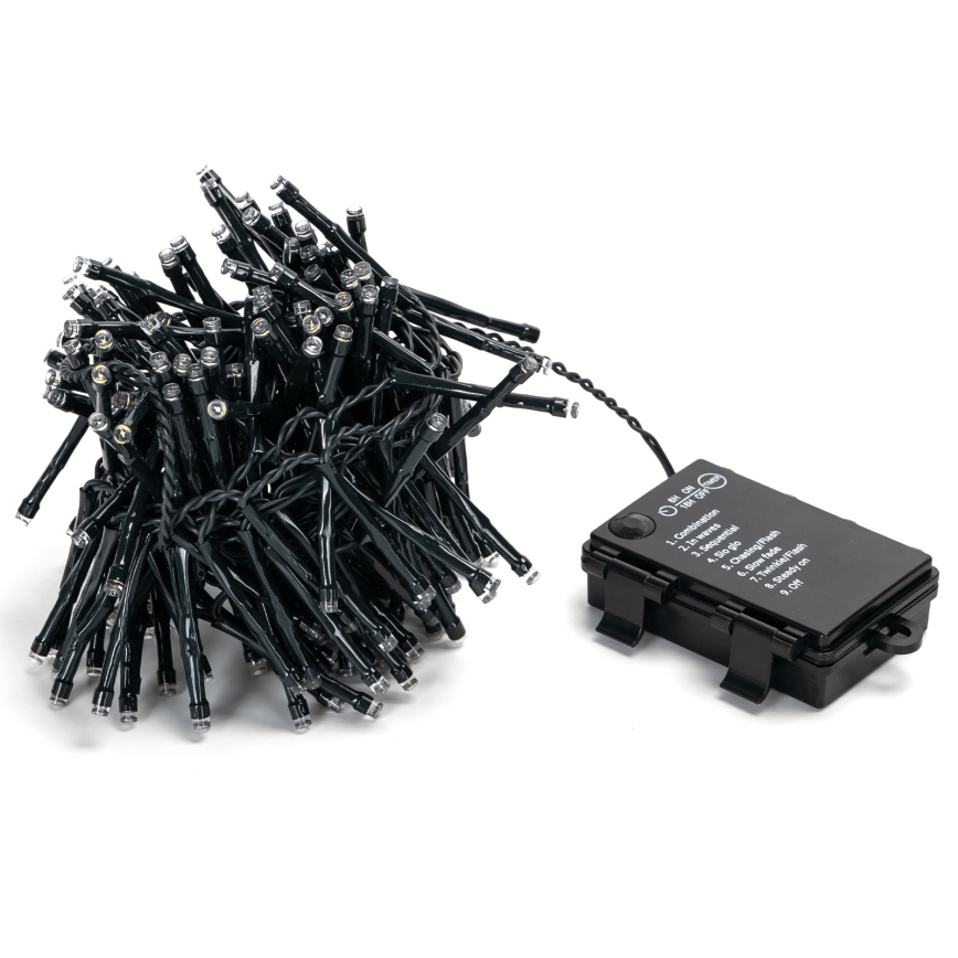 Aigostar - LED Außen-Weihnachtslichterkette 200xLED/8 Funktionen 3xAA 5,3 m IP44 kaltweiß