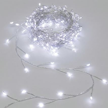 Aigostar - LED-Lichterkette für den Außenbereich, 300 LEDs / 8 Funktionen, 3xAA, 9,3 m, IP44, kaltweiß