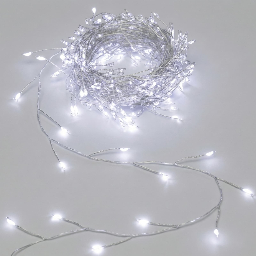 Aigostar - LED-Lichterkette für den Außenbereich, 300 LEDs / 8 Funktionen, 3xAA, 9,3 m, IP44, kaltweiß