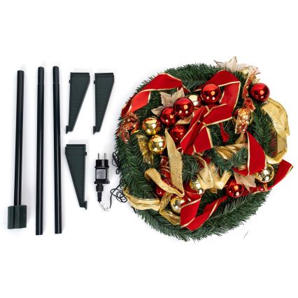 Aigostar - LED-Weihnachtsbaum für den Außenbereich, 100 LEDs, 1,5 m, IP44, rot/gold, warmweiß