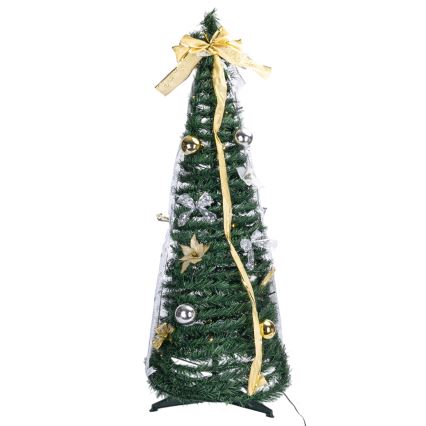 Aigostar - LED-Außen-Weihnachtsbaum 100 LEDs 1,5 m IP44 Weiß/Gold Warmweiß