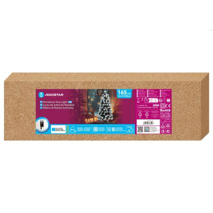 Aigostar - LED-Außen-Weihnachtsbaum 165 LEDs/8 Funktionen 1,5 m IP44 kaltweiß