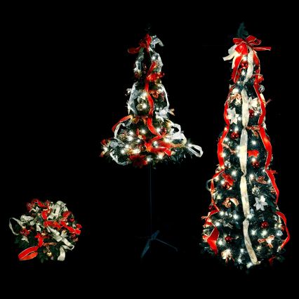 Aigostar - LED-Weihnachtsbaum für den Außenbereich, 80 LEDs, 1,2 m, IP44, Rot, Kaltweiß