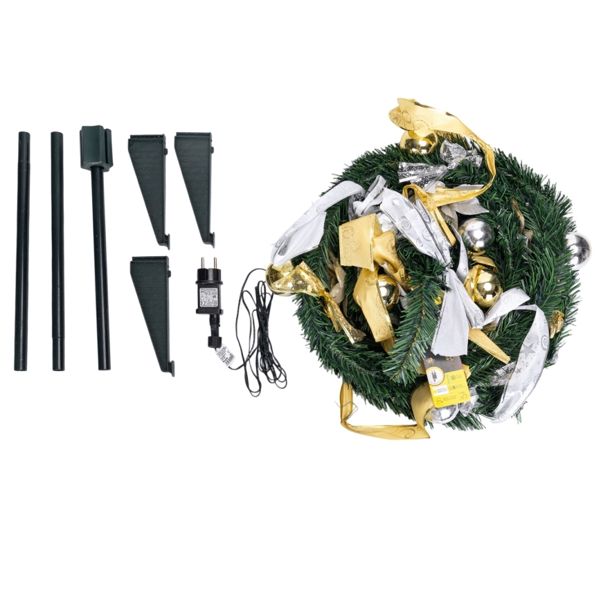 Aigostar - LED-Außen-Weihnachtsbaum, 80 LEDs, 1,2 m, IP44, weiß/gold, kaltweiß