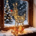 Aigostar - LED Außen-Weihnachtsdekoration 140xLED/8 Funktionen 0,6 m IP44 warmweiß Rentier