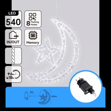 Aigostar - LED-Außen-Weihnachtsdekoration 540xLED/6W/230V 43 cm IP44 kaltweiß Mondsichel