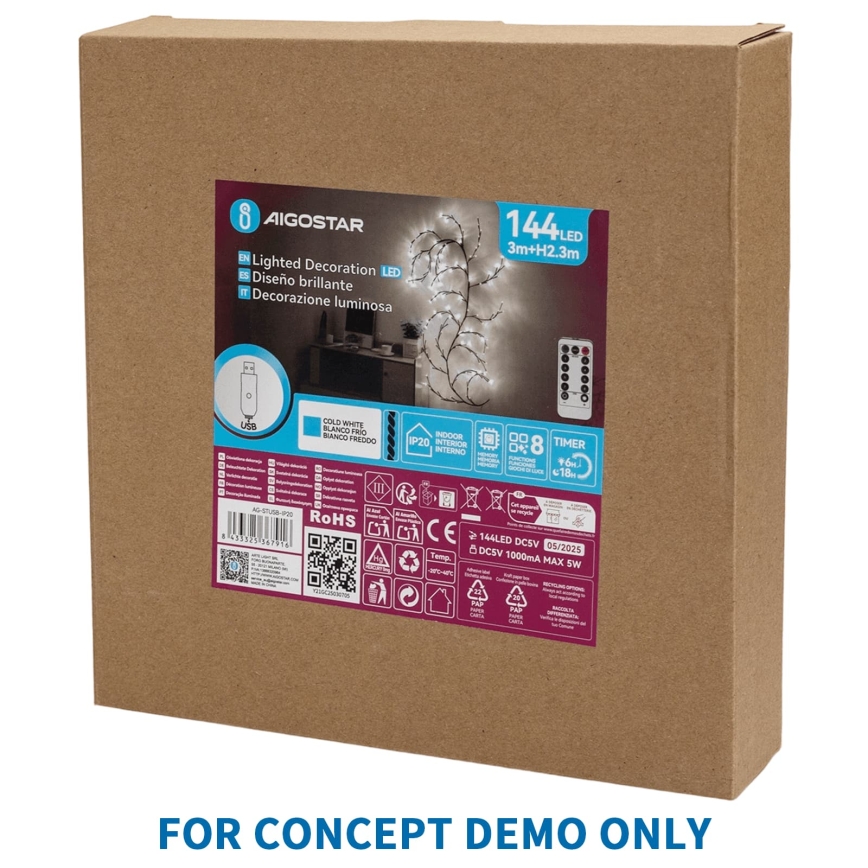 Aigostar - LED Weihnachtsdekoration für den Außenbereich 540xLED/6W/230V 43 cm IP44 warmweiße Schneeflocke