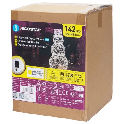Aigostar - LED-Außen-Weihnachtsdekoration LED/3,6W/31/230V 2700K 60 cm IP44 Schneemann