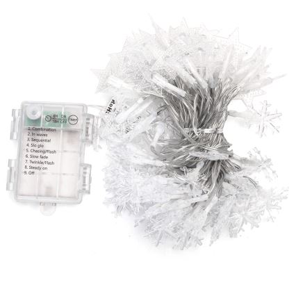 Aigostar - LED Außen-Weihnachtslichterkette 100xLED/8 Funktionen 3xAA 10 m IP44 kaltweiß