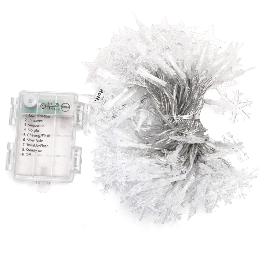 Aigostar - LED Außen-Weihnachtslichterkette 100xLED/8 Funktionen 3xAA 10 m IP44 kaltweiß