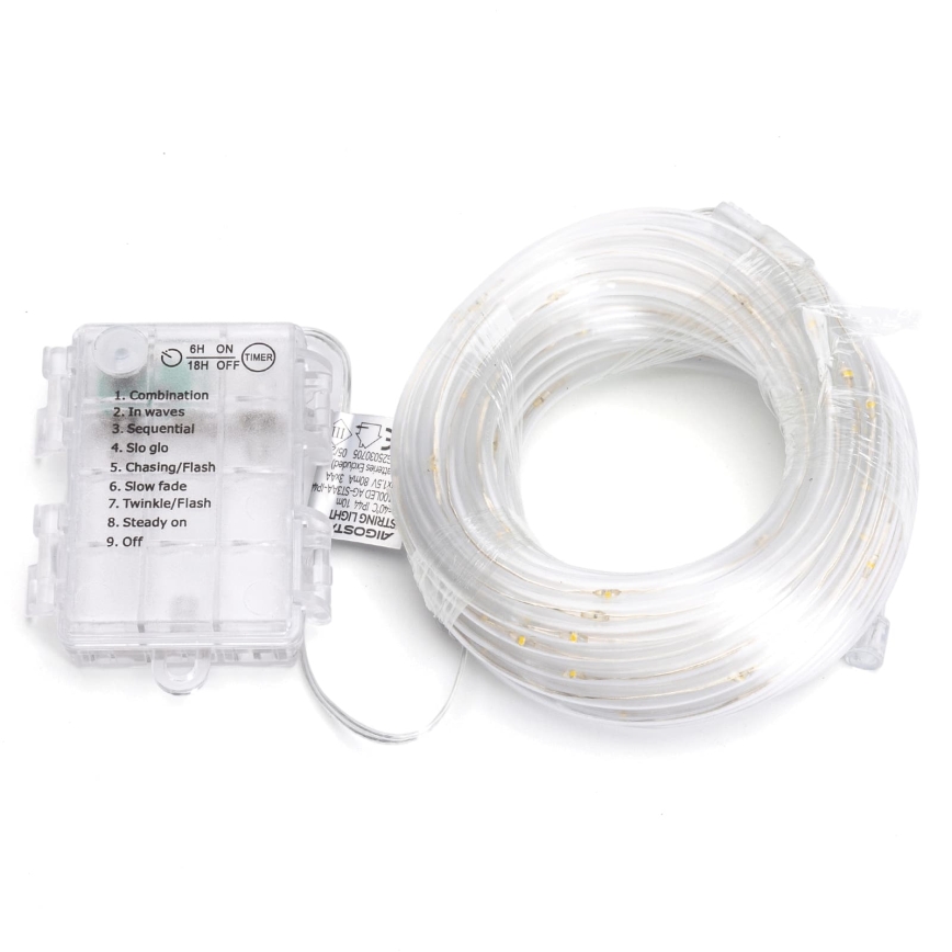 Aigostar - LED Weihnachtslichterkette für den Außenbereich 100xLED/8 Funktionen 3xAA 10,3m IP44 warmweiß