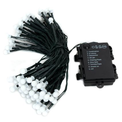 Aigostar - LED-Lichterkette für den Außenbereich, 100×LED, 8 Funktionen, 3×AA, 10,3 m, IP44, Warmweiß