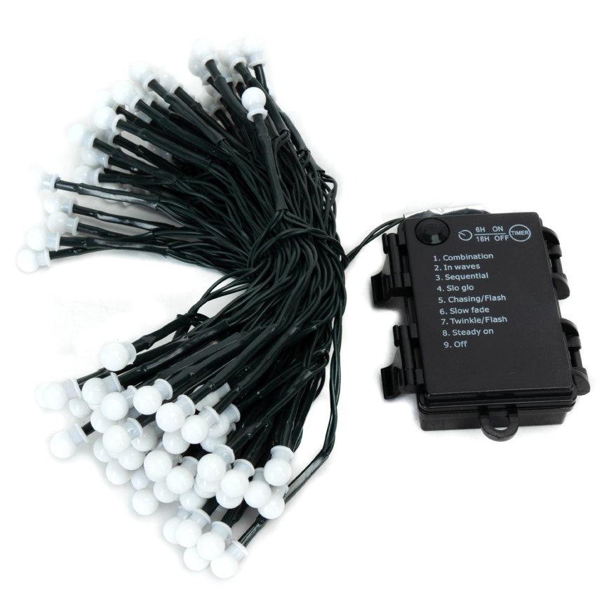 Aigostar - LED-Lichterkette für den Außenbereich, 100×LED, 8 Funktionen, 3×AA, 10,3 m, IP44, Warmweiß