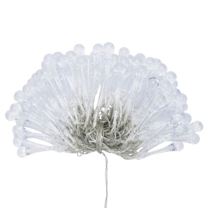 Aigostar - LED-Außen-Weihnachts-Lichterkette, 100 LEDs, 8 Funktionen, 3×AA-Batterien, 10 m, IP44, kaltweiß, tropfenförmige LEDs