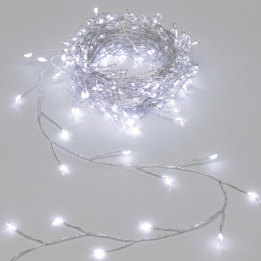 Aigostar - LED-Außen-Weihnachtslichterkette 100xLED/8 Funktionen 3xAA 3,3m IP44 kaltweiß