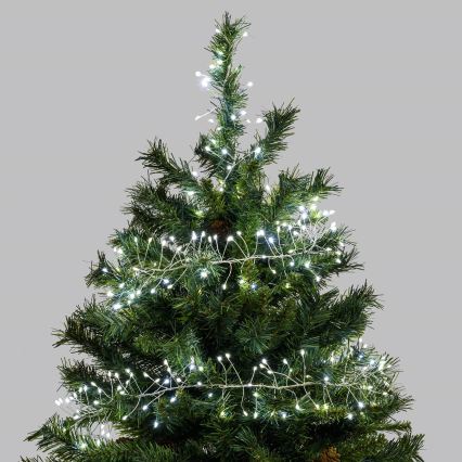 Aigostar - LED-Außen-Weihnachtslichterkette 100xLED/8 Funktionen 3xAA 3,3m IP44 kaltweiß