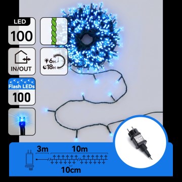 Aigostar - LED Außen-Weihnachtslichterkette 100×LED 13 m IP44 blau