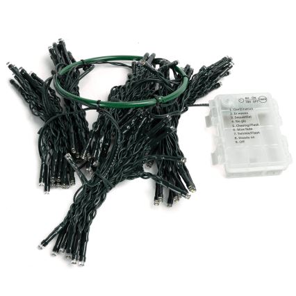 Aigostar - LED-Außen-Weihnachtslichterkette 108 LEDs/8 Funktionen 3xAA 1,8 m IP44 warmweiß