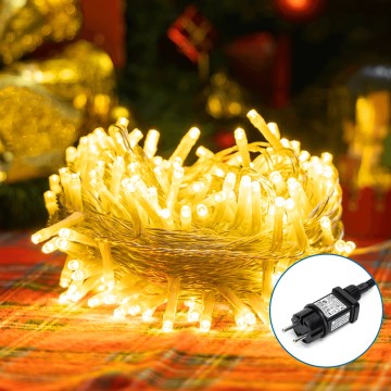 Aigostar - LED-Außen-Weihnachtslichterkette, 150 LEDs, 8 Funktionen, 18 m, IP44, warmweiß