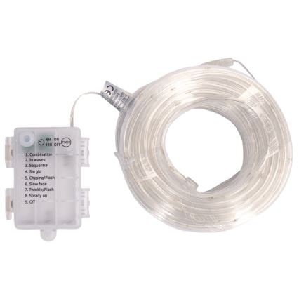Aigostar - LED Außen-Weihnachtslichterkette 150xLED/8 Funktionen 3xAA 15,3m IP44 kaltweiß
