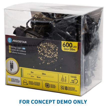 Aigostar - LED Außen-Weihnachtslichterkette 1500xLED/8 Funktionen 33m IP44 warmweiß