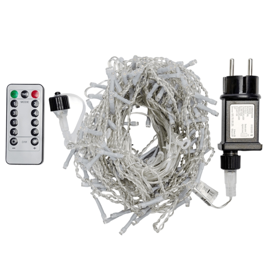 Aigostar - LED-Außen-Weihnachtslichterkette 150xLED/6W/230V/8 Funktionen 1,5x1m IP44 kaltweiß + Fernbedienung