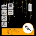 Aigostar - LED Außen-Weihnachtslichterkette 200 LEDs/6W/230V/8 Funktionen 3×1 m IP44 warmweiß + Fernbedienung