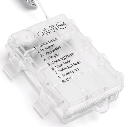 Aigostar - LED-Außen-Weihnachtslichterkette 200xLED/8 Funktionen 3xAA 5x2m IP44 warmweiß