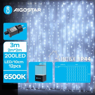 Aigostar - LED-Außen-Weihnachtslichterkette 200xLED/8 Funktionen 5x2m IP44 kaltweiß