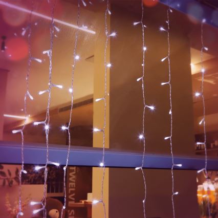 Aigostar - LED-Außen-Weihnachtslichterkette 200xLED/8 Funktionen 5x2m IP44 kaltweiß