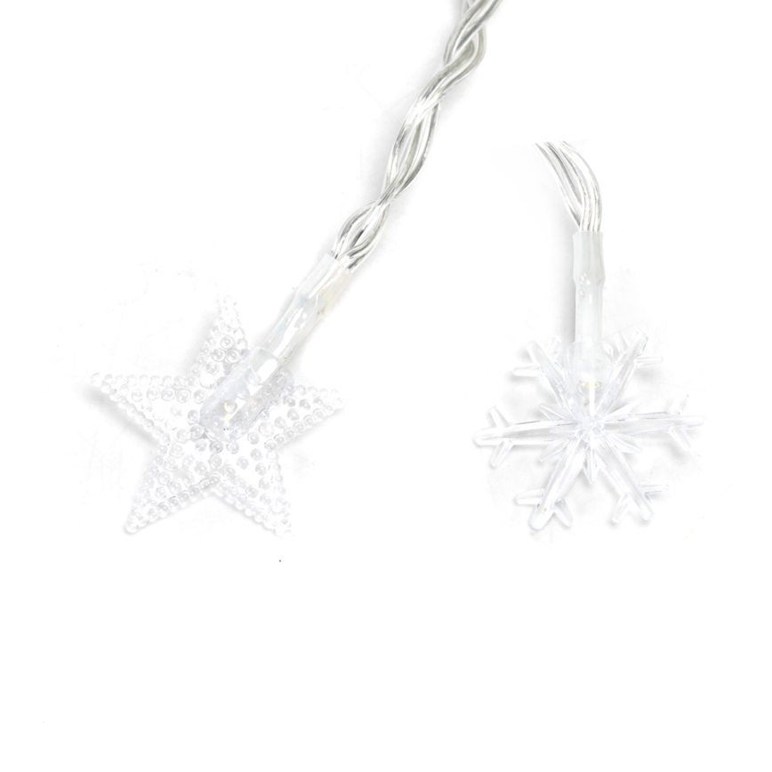 Aigostar - LED-Außen-Lichterkette, 25 LEDs, 8 Funktionen, 3×AA, 2,5 m, IP44, warmweiß, mit Sternen