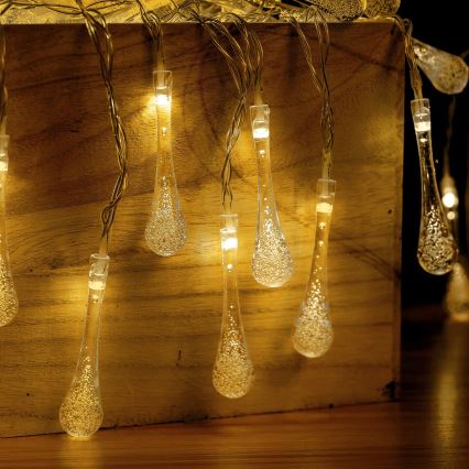 Aigostar - LED-Außen-Weihnachtslichterkette 25xLED/8 Funktionen 3xAA 2,5 m IP44 warmweiß tropfenförmig