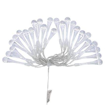 Aigostar - LED-Außen-Weihnachtslichterkette 25xLED/8 Funktionen 3xAA 2,5 m IP44 warmweiß tropfenförmig