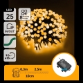Aigostar - LED-Außen-Weihnachtslichterkette 25xLED/8 Funktionen 3xAA 2,8 m IP44 warmweiß