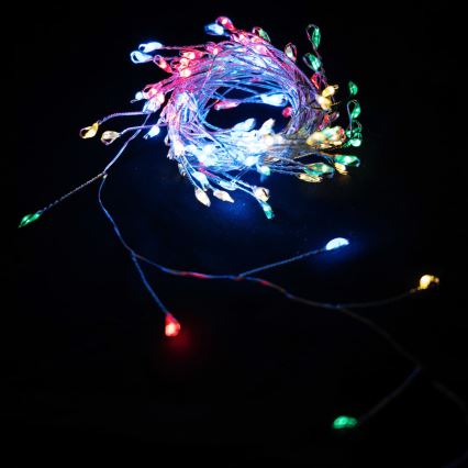 Aigostar - LED-Außen-Weihnachtslichterkette 300 LEDs/8 Funktionen 3xAA 9,3 m IP44 mehrfarbig