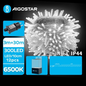 Aigostar - LED Außen-Weihnachtslichterkette 300xLED/8 Funktionen 33m IP44 kaltweiß