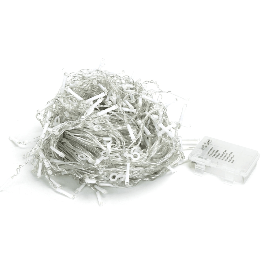 Aigostar - LED-Außen-Weihnachtslichterkette 300 LEDs / 8 Funktionen, 3xAA, 18x0,6 m, IP44, kaltweiß