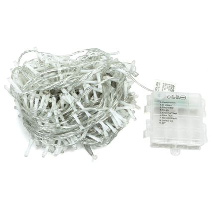 Aigostar - LED-Außen-Weihnachtslichterkette 300 LEDs / 8 Funktionen 4xAA 30 m IP44 kaltweiß