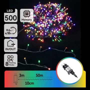 Aigostar - LED-Außen-Weihnachtslichterkette 500 LEDs/8 Funktionen 50 m IP44 mehrfarbig