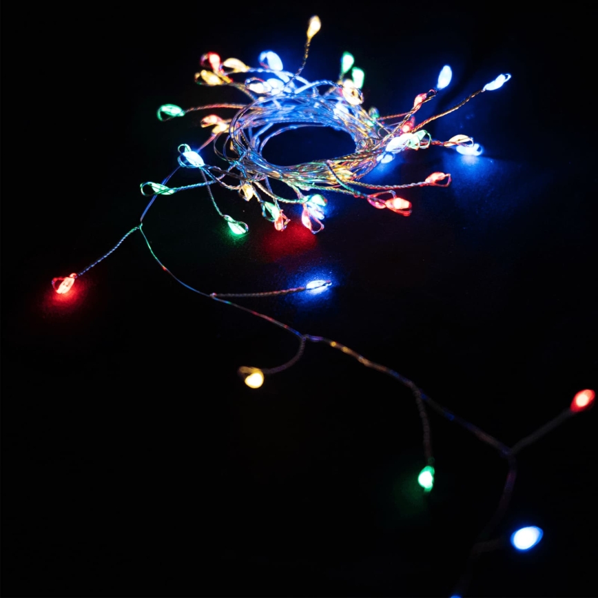 Aigostar - LED-Außen-Weihnachtslichterkette 50xLED/8 Funktionen 3xAA 1,8m IP44 mehrfarbig