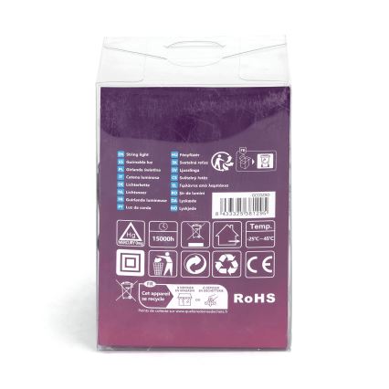 Aigostar - LED-Außen-Weihnachtslichterkette 50xLED/8 Funktionen 8 m IP44 kaltweiß