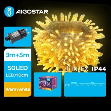 Aigostar - LED Außen-Weihnachtslichterkette 50xLED/8 Funktionen 8m IP44 warmweiß