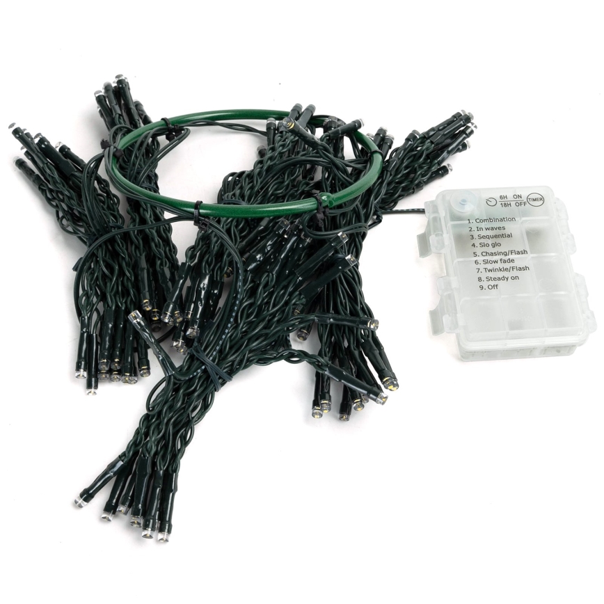 Aigostar - LED Außen-Weihnachtslichterkette 72xLED/8 Funktionen 3xAA 1,2m IP44 warmweiß