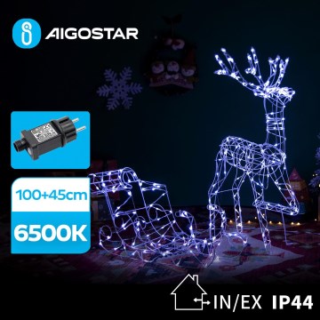 Aigostar - LED Außenbeleuchtung LED/3,6W/31/230V 6500K 90/45cm IP44 Rentier mit Schlitten