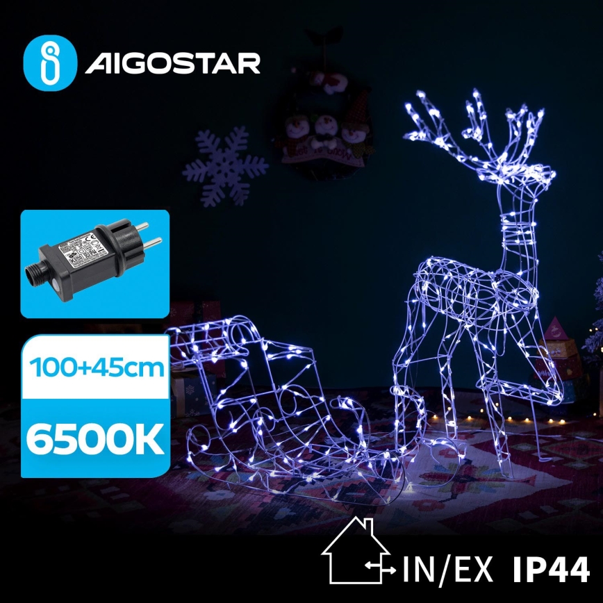Aigostar - LED Außenbeleuchtung LED/3,6W/31/230V 6500K 90/45cm IP44 Rentier mit Schlitten