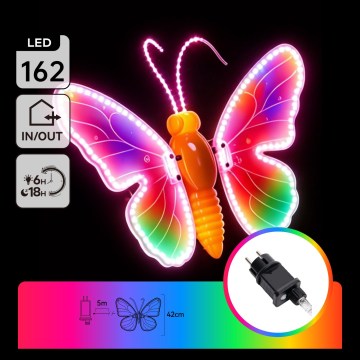 Aigostar - LED-Außendekoration 162 LEDs 42 cm IP44 Schmetterling/mehrfarbig