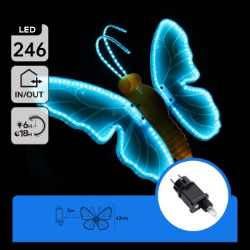 Aigostar - LED-Außendekoration 246xLED/9W/230V 42 cm IP44 Schmetterling/blau