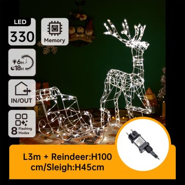 Aigostar - LED Außendekoration LED/3,6W/31/230V 2700K 90/45cm IP44 Rentier mit Schlitten