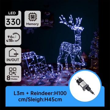 Aigostar - LED-Außendekoration LED/3,6W/31/230V 6500K 90/45cm IP44 Rentier mit Schlitten