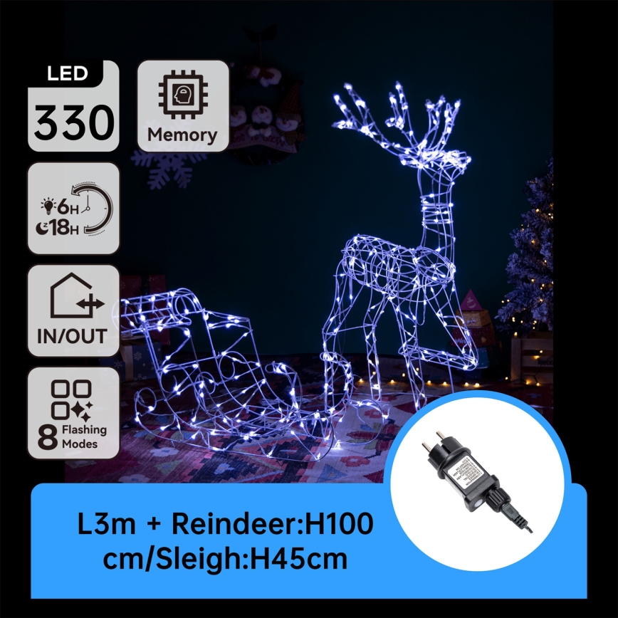 Aigostar - LED-Außendekoration LED/3,6W/31/230V 6500K 90/45cm IP44 Rentier mit Schlitten